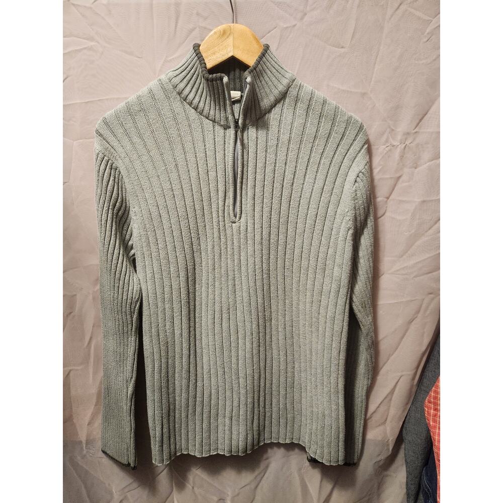 Cool vintage DKNY sweater, Men's M.  Dove gray, quarter zip